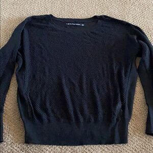 Blanc Noir Black Mesh Thumbhole Sweater - Size S
